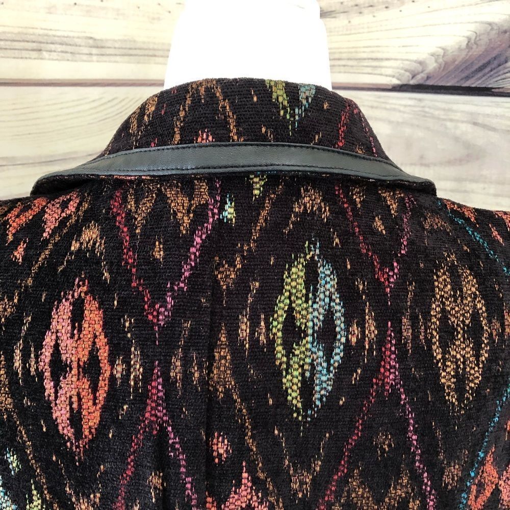 Christopher & Banks Black Colorful Patterned Leather Trim Vest Medium - Picture 6 of 9